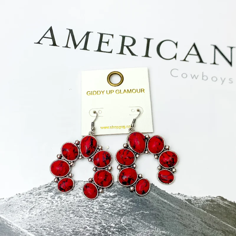 Classic Stud Earrings-Squash Blossom Stone Earrings In Red