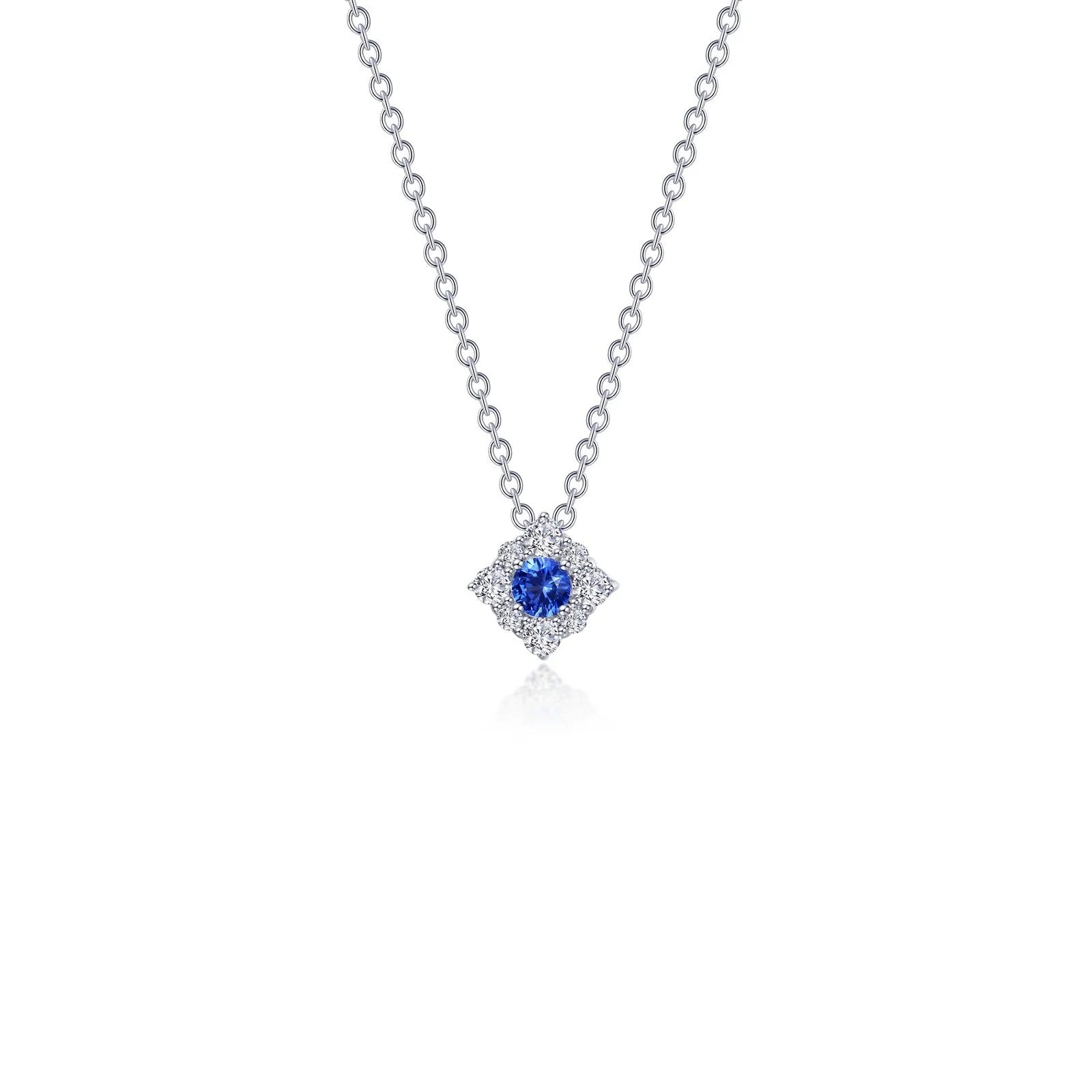 Personalized Necklace for Bride-Lafonn Simulated Diamond & Blue Sapphire Halo Necklace N0324CSP18