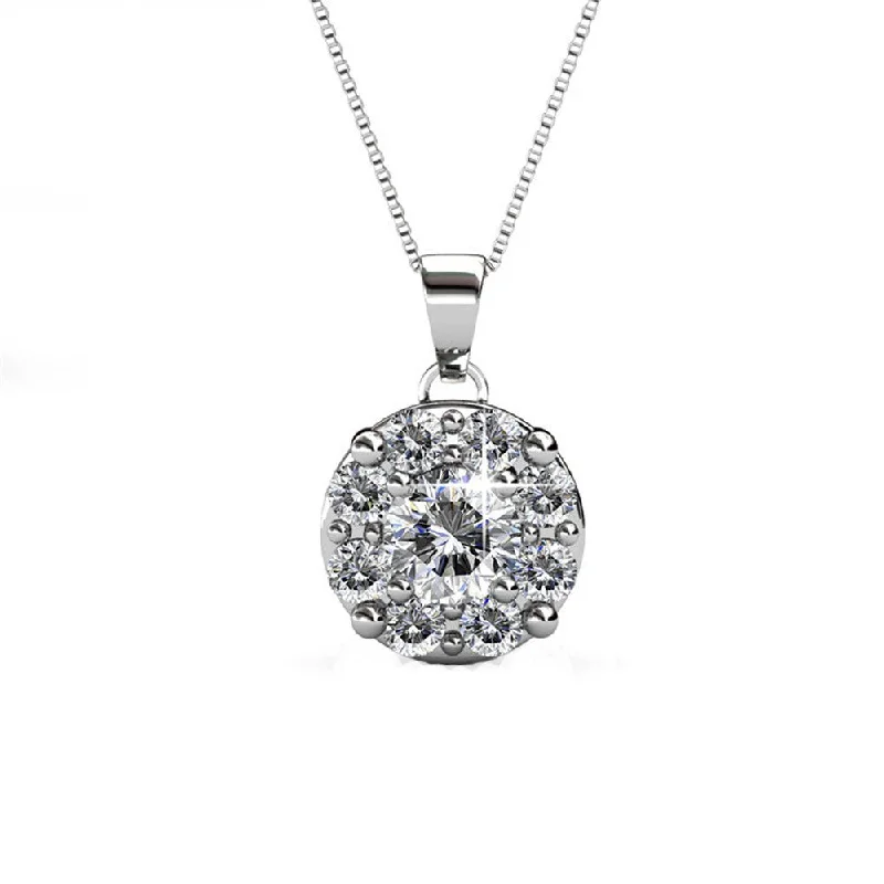 Chic Necklace for Women-Ruth 18k White Gold Plated Silver Pendant Necklace with Swarovski Crystals