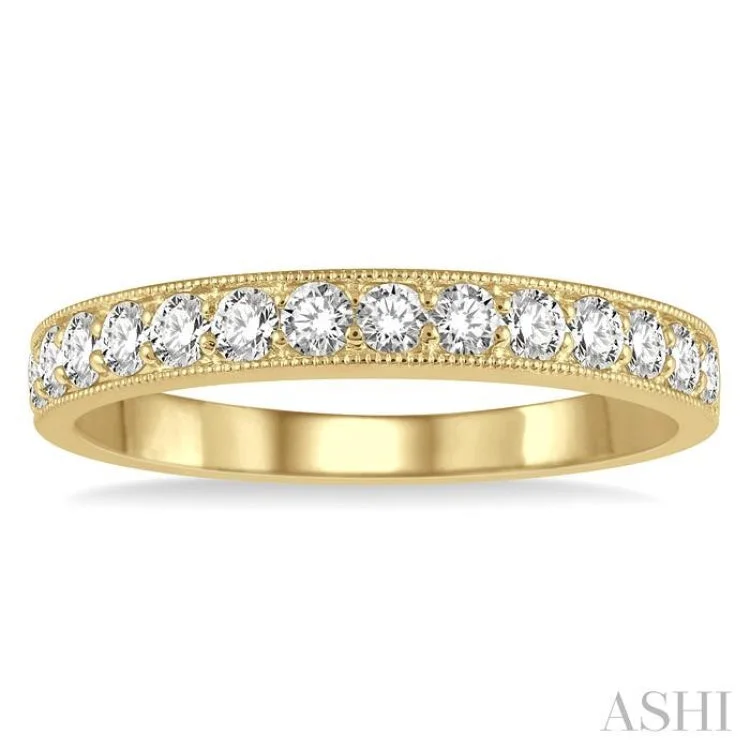 Wedding Ring Set with Diamonds-1/2 ctw Round Cut Diamond Wedding Band in 14K Yellow Gold