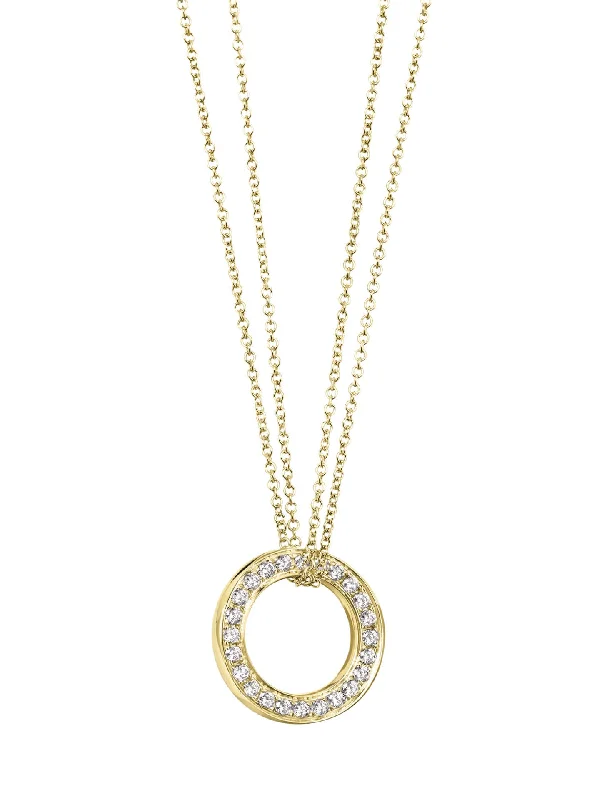 Handmade Gold Necklace-Roulette Large Yellow Gold Diamond Pendant