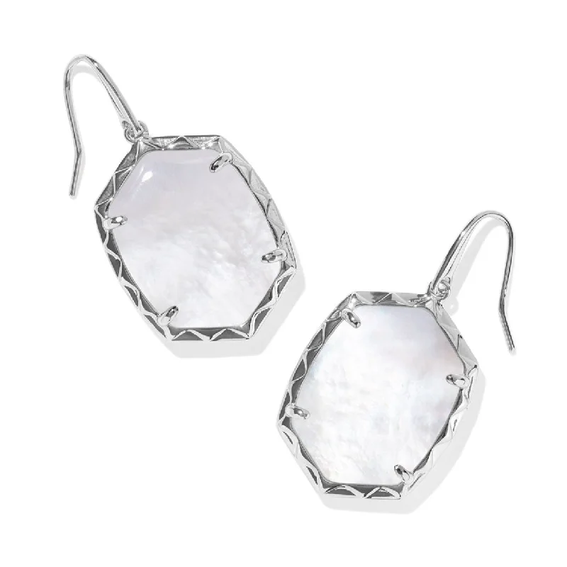 Elegant Long Earrings-Kendra Scott | Daphne Silver Drop Earrings in Ivory Mother-of-Pearl