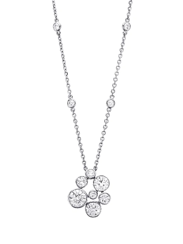 Trendy Necklace for Teens-Raindance Large Platinum Cluster Pendant