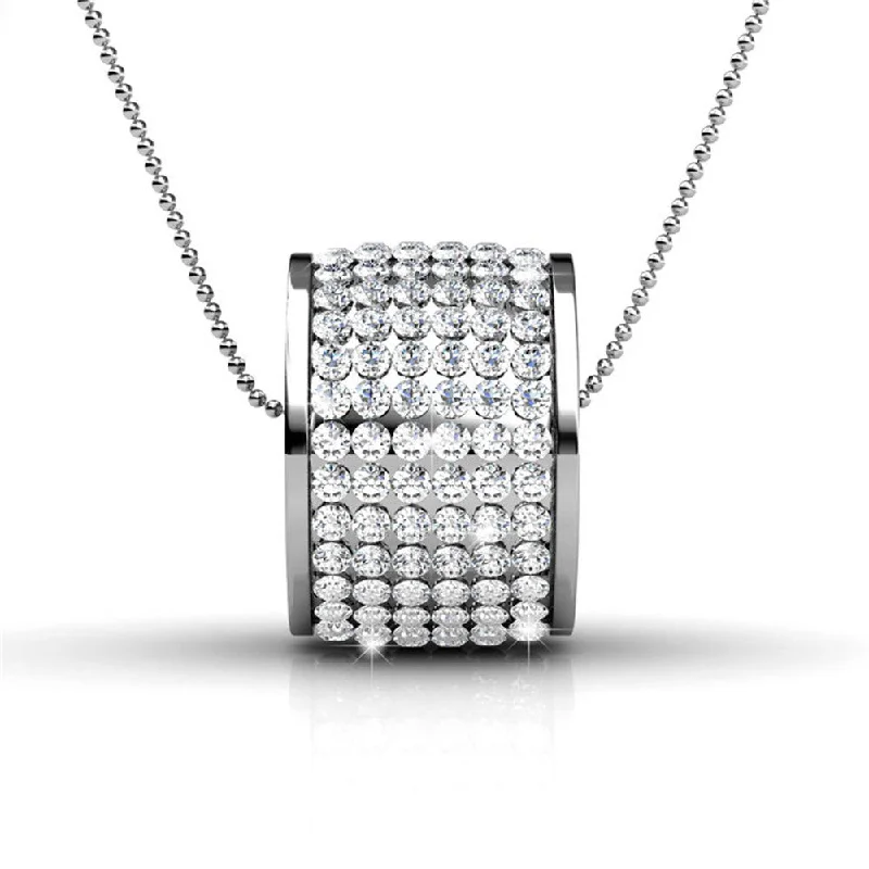 Handmade Wedding Necklace-Anabelle 18k White Gold Plated Pendant Necklace with Swarovski Crystals