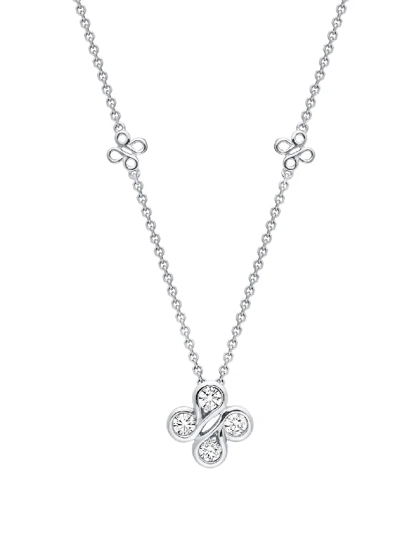 Fashionable Beaded Necklace-Be Boodles Mini White Gold Diamond Pendant