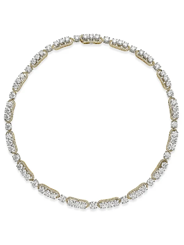 Trendy Gold Chain Necklace-Classic Link Yellow Gold and Platinum Necklace