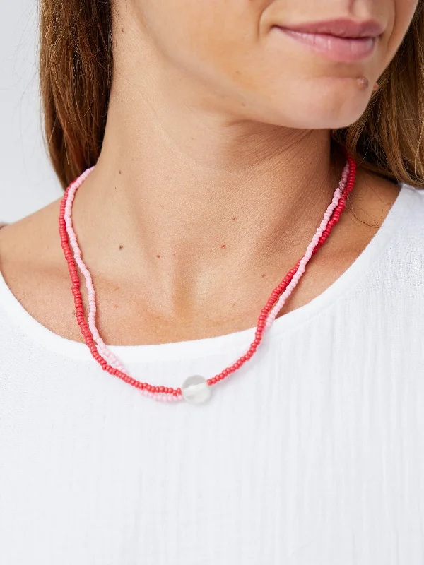 Modern Crystal Necklace-Dolly Beaded Necklace - Cherry