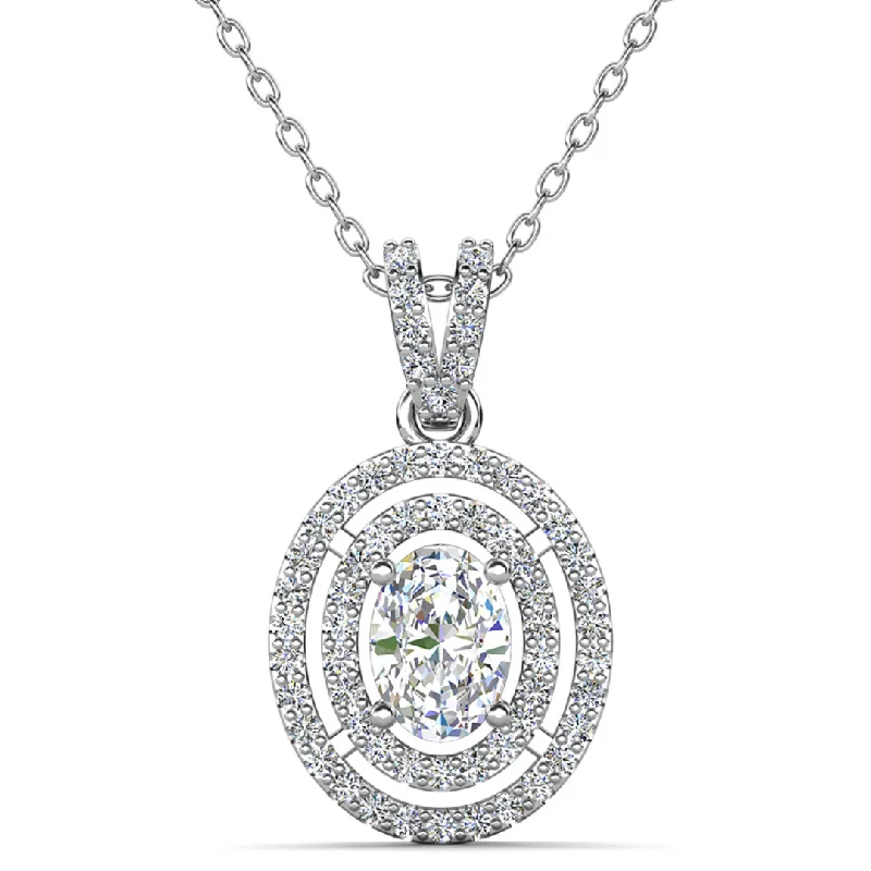 Casual Necklace for Women-Zelda 18k White Gold Plated Crystal Pendant Necklace with Simulated Diamond Crystals