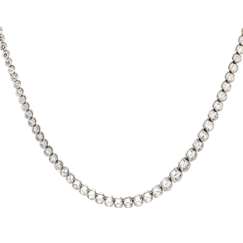 Classic Pearl Necklace-Vintage Inspired 14.58 carat total diamond weight platinum riviera necklace