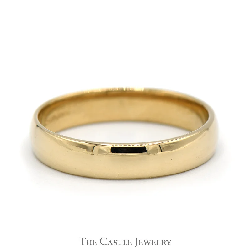 Custom Silver Engagement Ring-4.75mm Polished Wedding Band in 14k Yellow Gold - Size 12.25