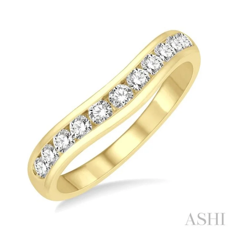 Wedding Ring Set for Women-1/2 Ctw Round Cut Diamond Inlay Wedding Band in 14K Yellow Gold