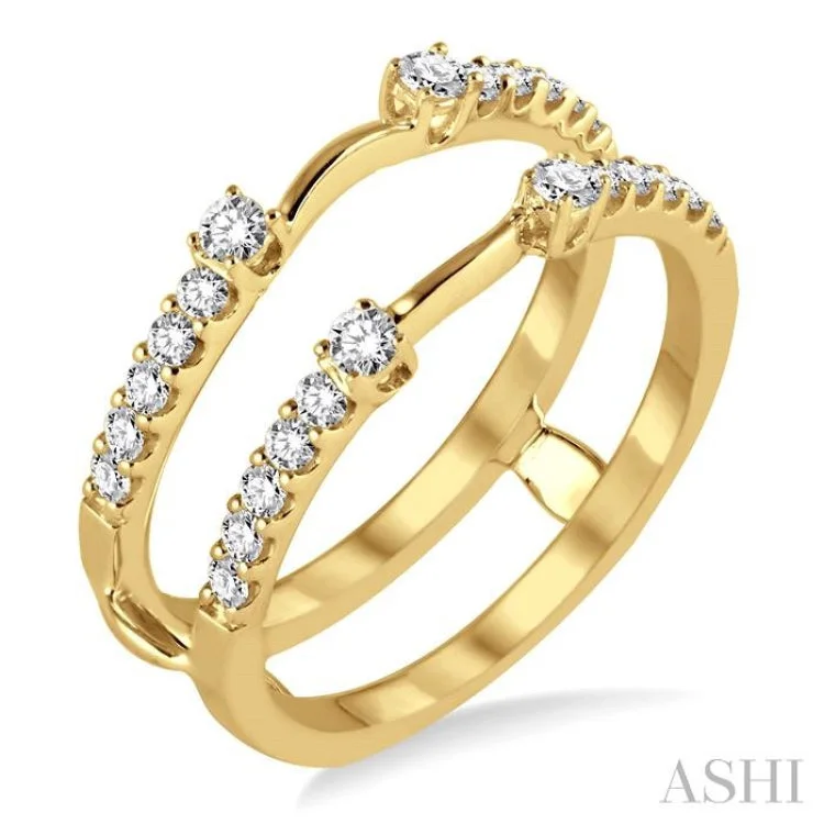 Silver Ring with Diamonds-1/2 Ctw Round Cut Diamond Insert Ring in 14K Yellow Gold