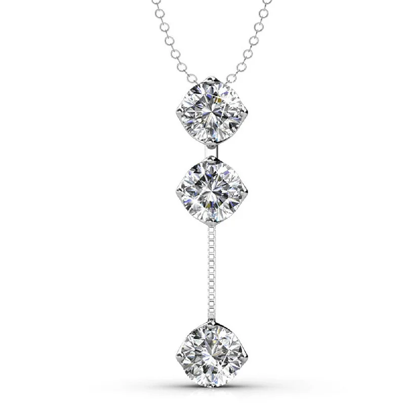 Stunning Crystal Necklace-Sloane 18k White Gold Plated Drop Necklace with Swarovski Crystals