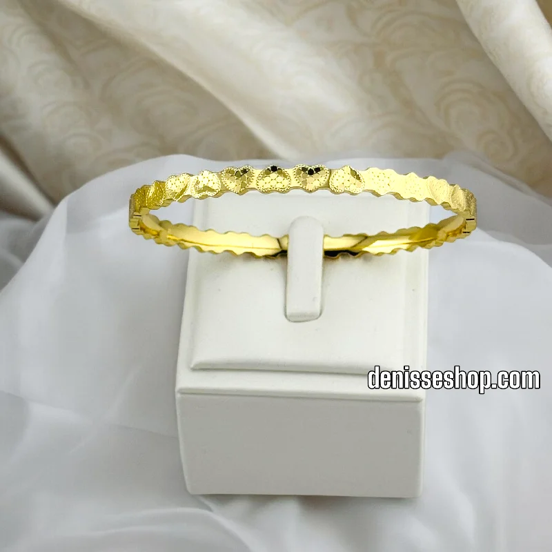 Simple Gold Bangle Bracelet-14K BEAUTIFUL GOLD HEARTS BRACELET BR520