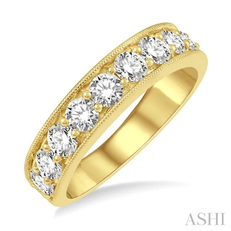 Custom Ring for Engagement-1 1/2 ctw Round Cut Diamond Wedding Band in 14K Yellow Gold