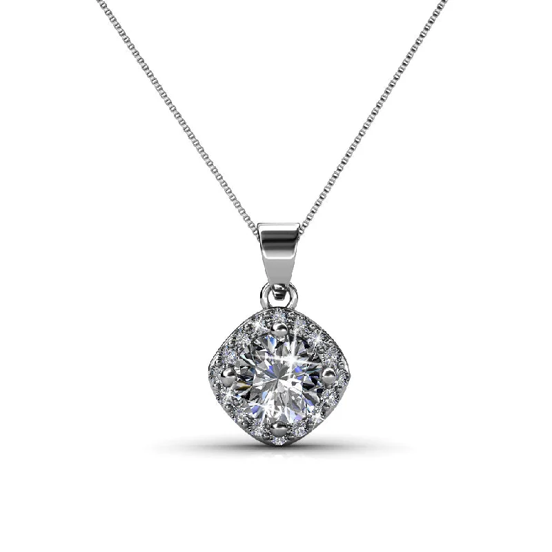 Trendy Custom Necklace-Celeste 18k White Gold Plated Pendant Necklace with Swarovski Crystals