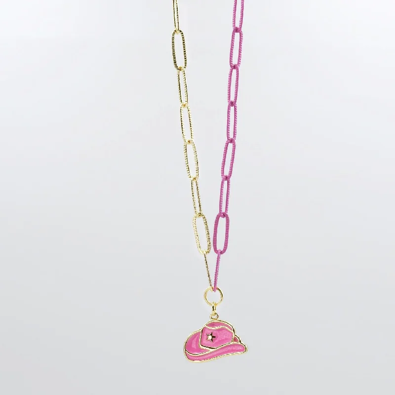 Unique Crystal Necklace-Pink Rodeo Necklace M11