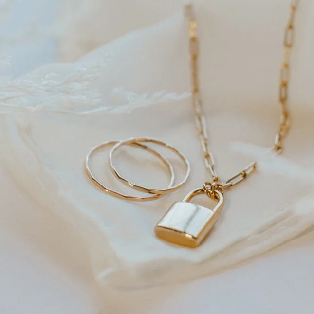 Personalized Chain Necklace-Newport Gold Filled Lock Necklace