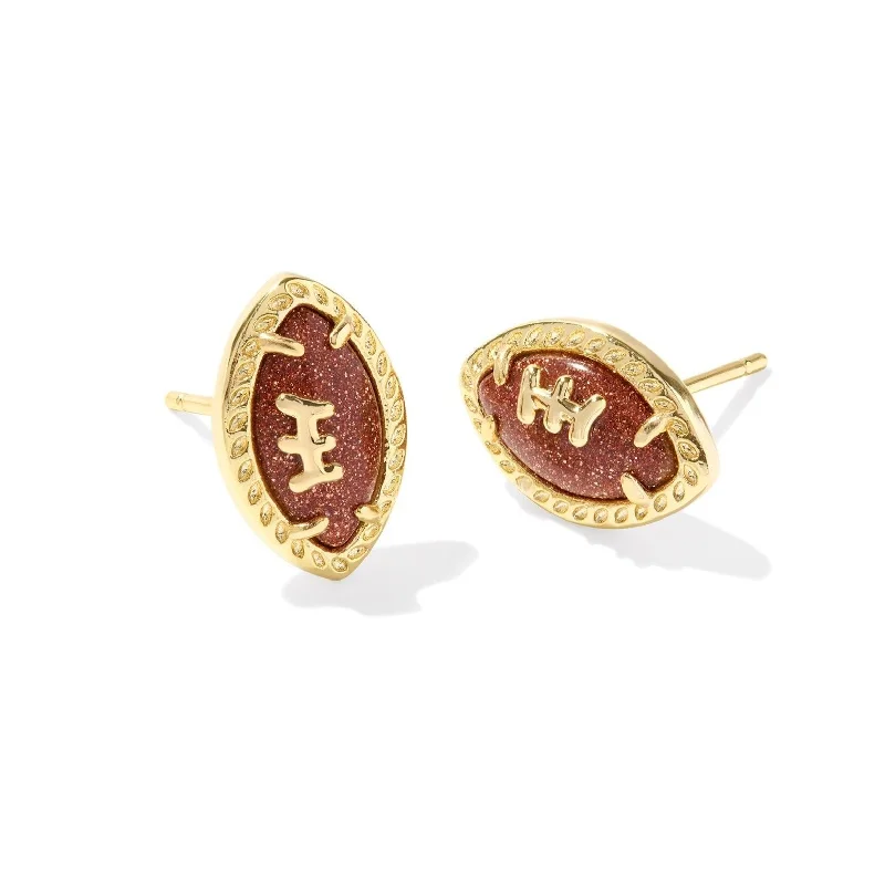 Elegant Stud Earrings-Kendra Scott | Football Gold Stud Earrings in Orange Goldstone