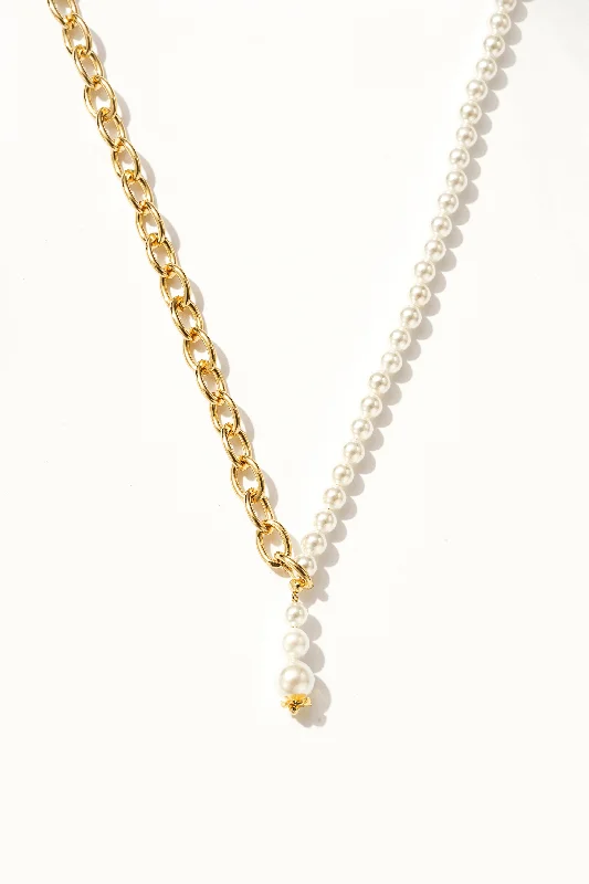 Custom Necklace with Gemstones-Arabella Chain Pearl Drop Necklace