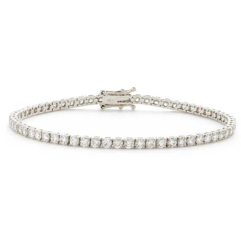 Gold Bangle Bracelet-Round Cut Diamond Line Tennis Bracelet in Four Claw setting