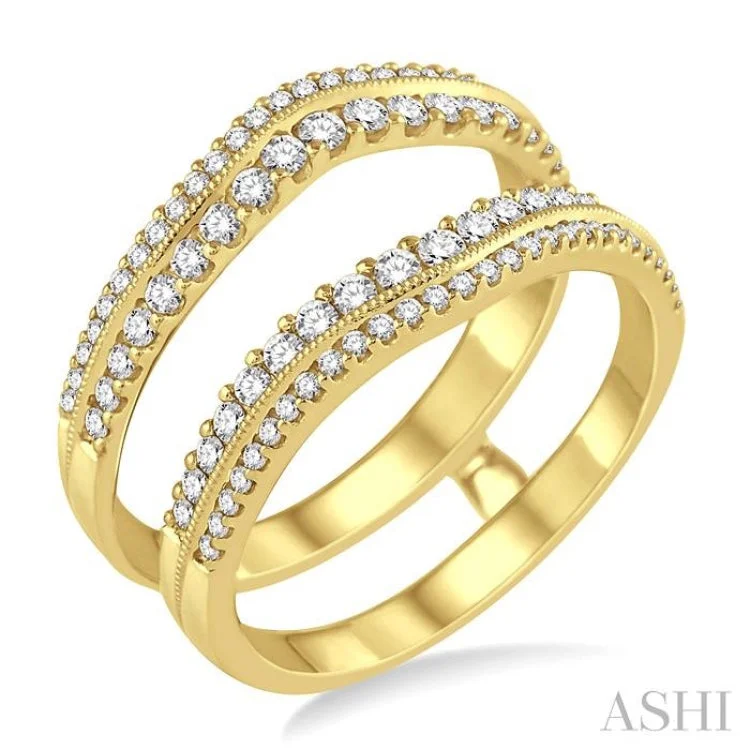 Unique Gemstone Ring for Women-5/8 Ctw Round Cut Diamond Insert Ring in 14K Yellow Gold