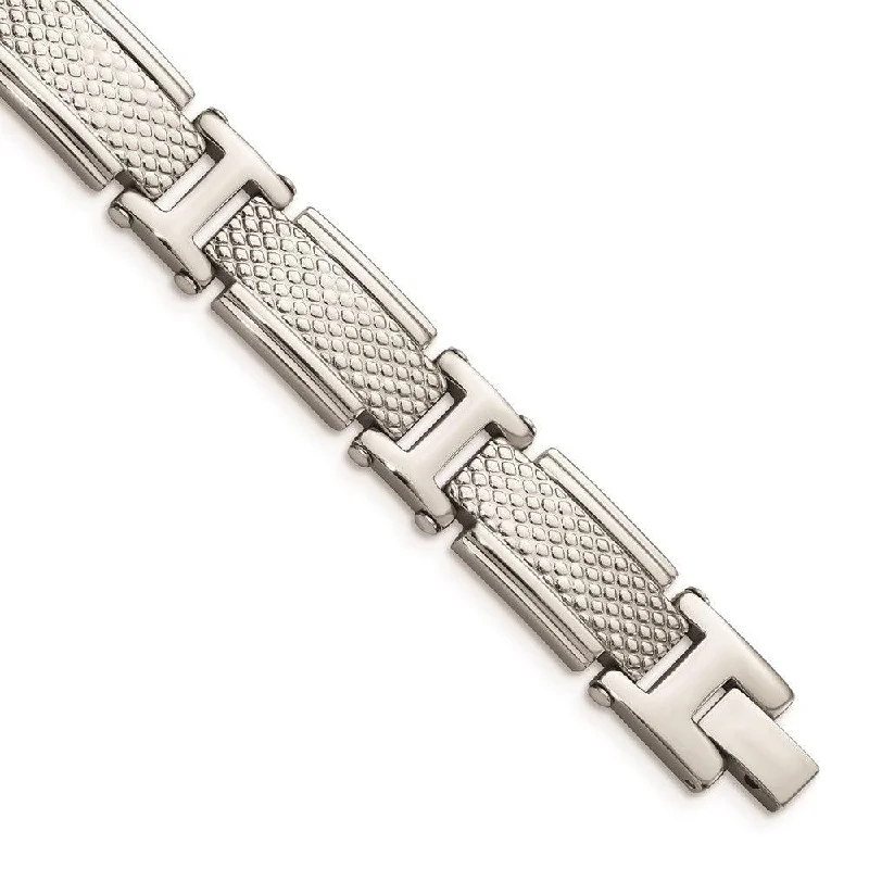 Fashionable Crystal Bracelet-Stainless Steel Polished and Textured Bracelet