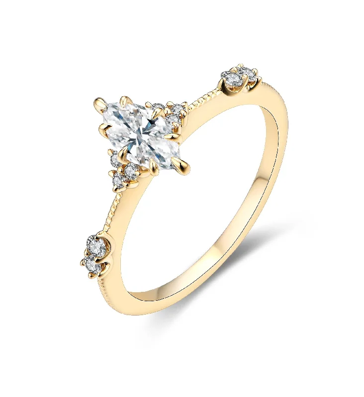 Trendy Wedding Rings-Simple Marquise Diamond Ring