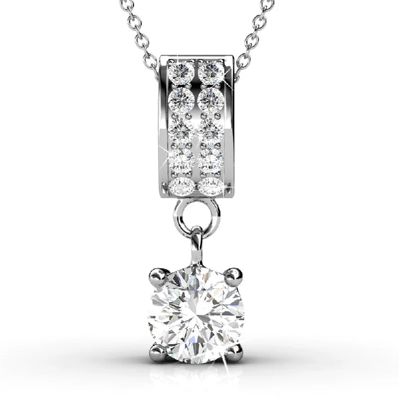 Romantic Necklace for Girlfriend-Monroe 18k White Gold Pendant Necklace with Round Cut Swarovski Crystals