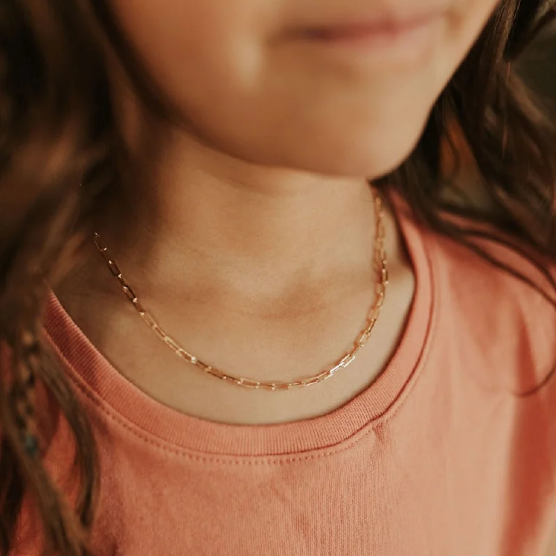 Classic Crystal Necklace-*Littles* Madeline Gold Filled Paperclip Necklace