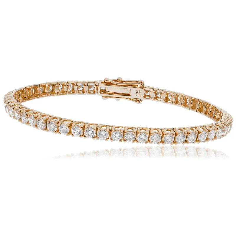 Elegant Gold Cuff Bracelet-Round Cut Diamond Line Tennis Bracelet 4 Crossover Claw setting