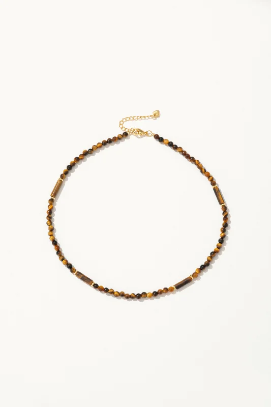 Simple Gold Necklace with Gemstone-Maillard Tiger's Eye Necklace