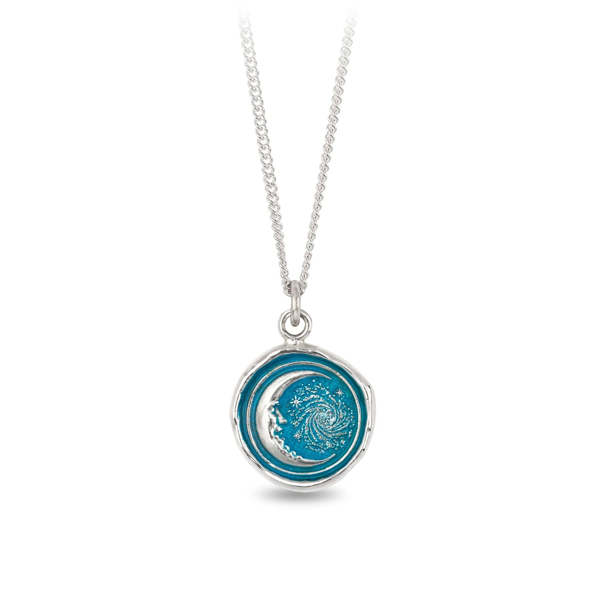 Silver Necklace for Special Occasions-Trust The Universe Capri Blue True Colors Talisman Necklace