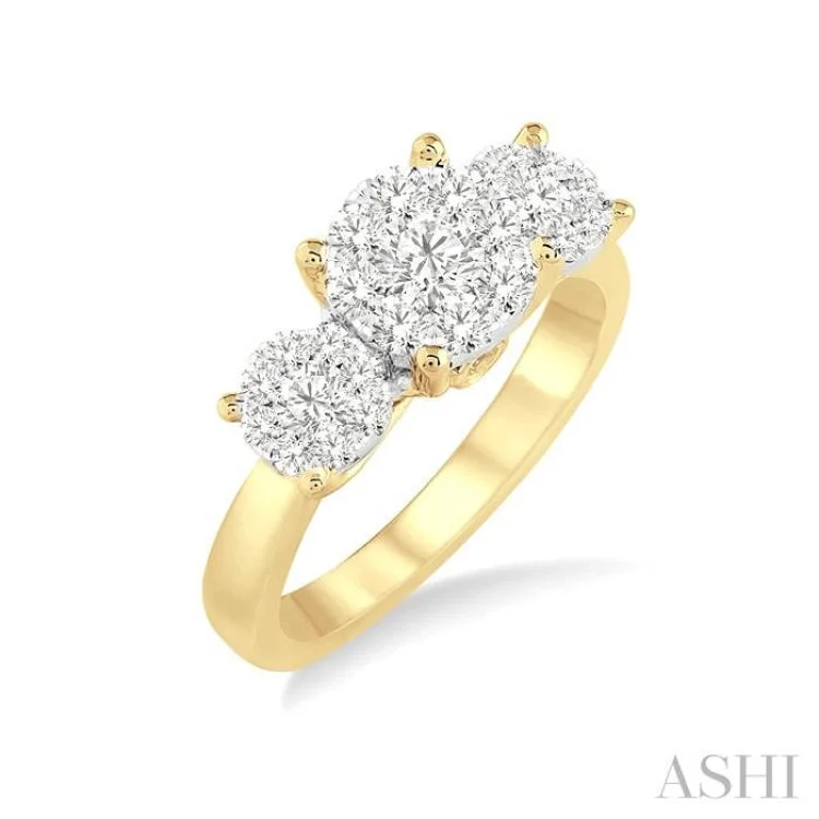 Beautiful Gold Wedding Band-1/2 Ctw Lovebright Round Cut Diamond Ring in 14K Yellow and White Gold