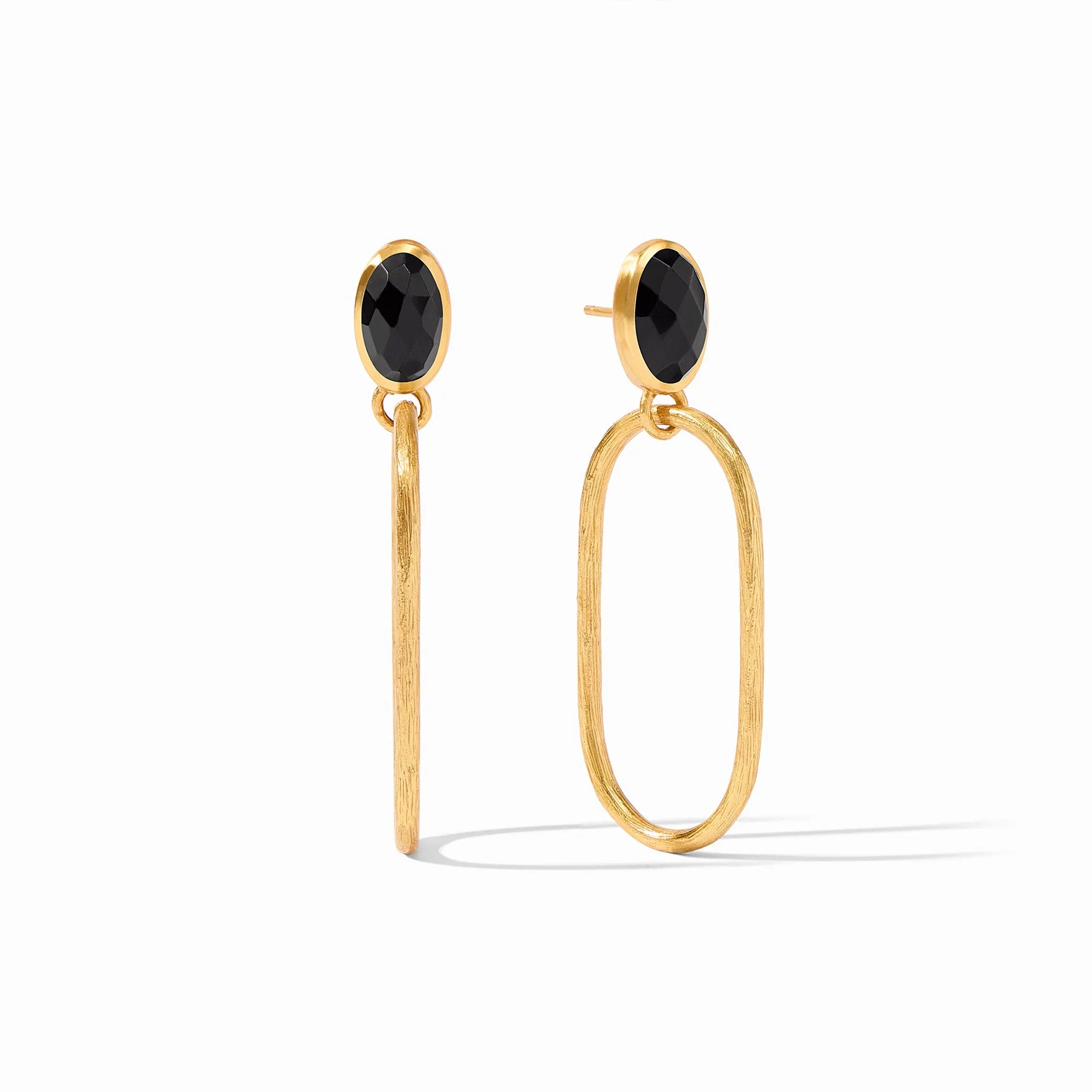 Wedding Earrings with Diamonds-Julie Vos | Ivy Statement Earrings with Obsidian Black Crystals in Gold