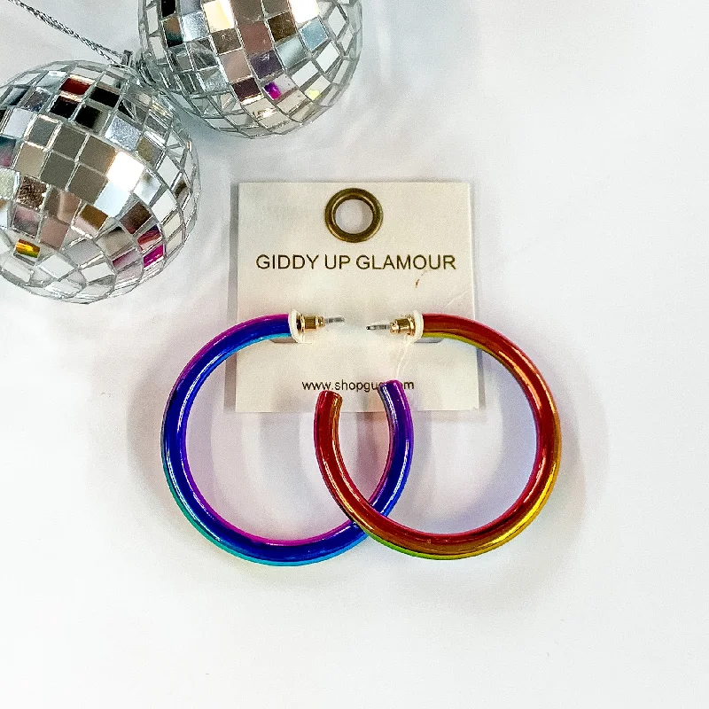 Classic Round Earrings-Light Up Large Neon Hoop Earrings In Multicolored