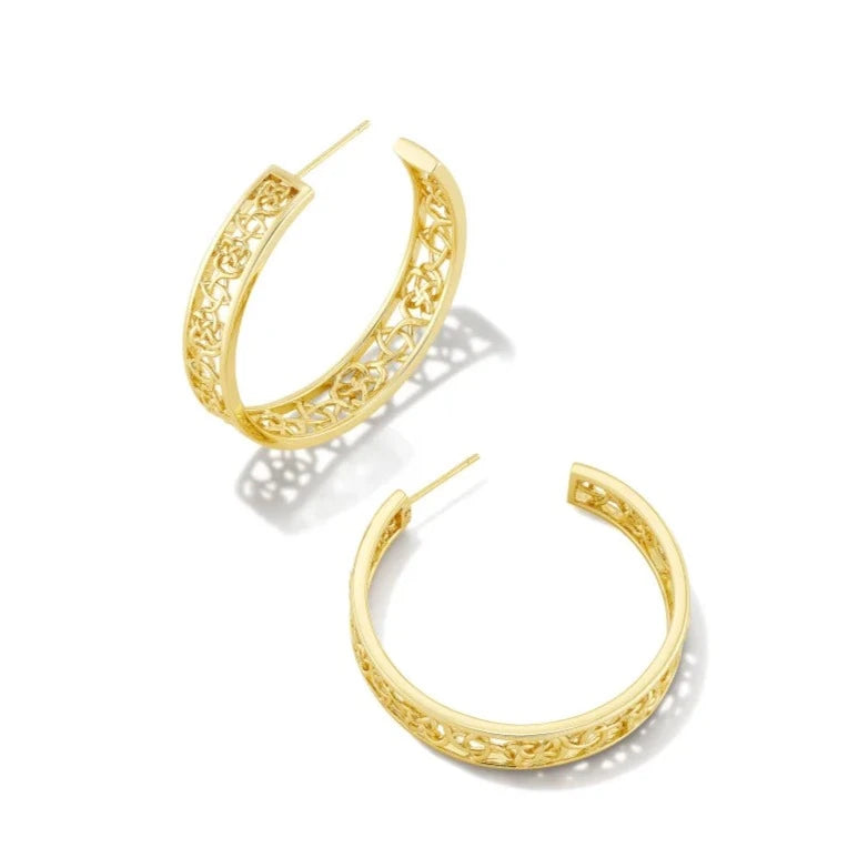 Customizable Wedding Earrings-Kendra Scott | Kelly Gold Hoop Earrings