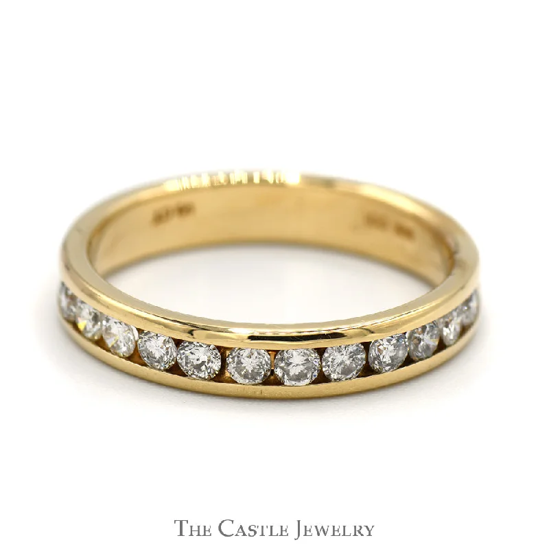 Sparkling Engagement Ring-1/2cttw Round Channel Set Diamond Wedding Band in 14k Yellow Gold - Size 7.5