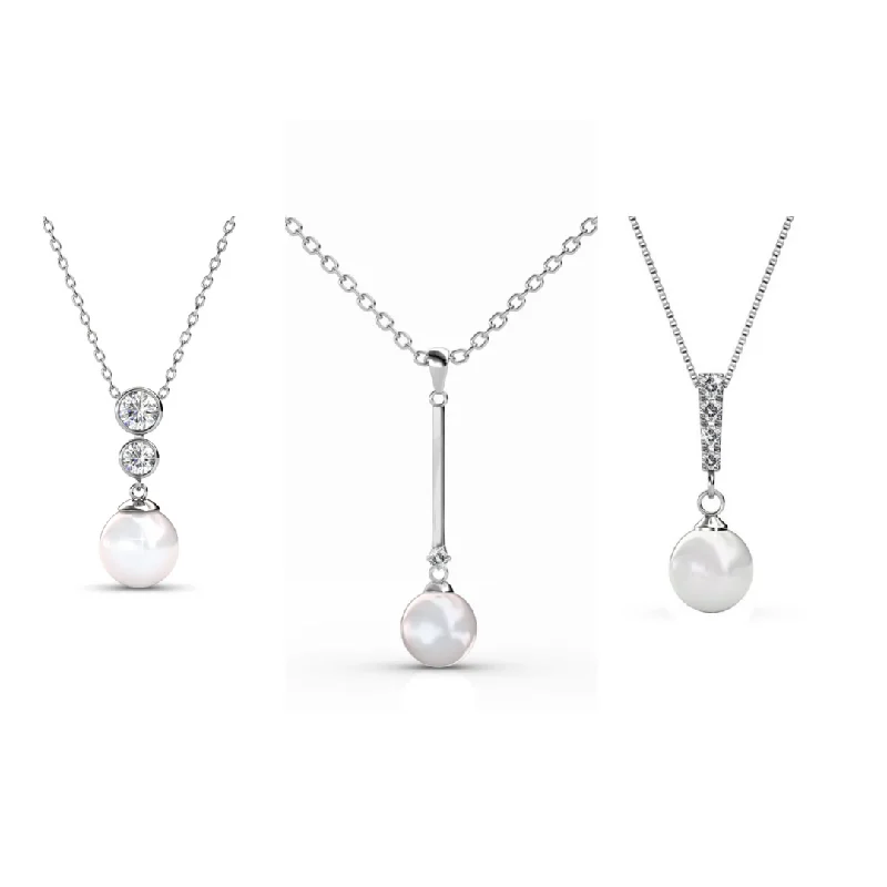 Fine Diamond Necklace-Cate & Chloe Necklace Pack of 3 - Gabrielle, Tatum, Genevieve White Gold Plated Pendant Necklace for Women