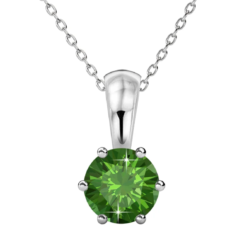 Trendy Layered Necklace for Teens-August Birthstone Peridot Necklace 18k White Gold Plated Solitaire Necklace with 1CT Swarovski Crystal