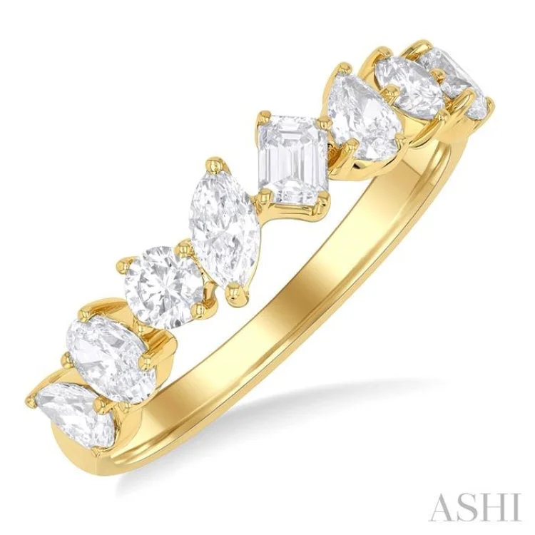 Wedding Ring Set with Diamonds-1 1/10 ctw Mixed Shape Diamond Fashion Ring in 14K Yellow Gold