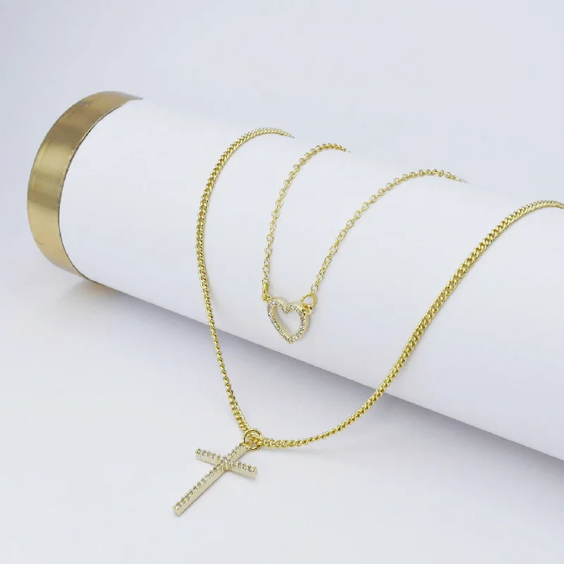 Women’s Layered Necklace-Love & Cross Layer Necklace