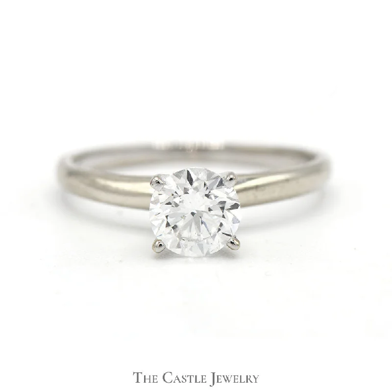 Simple Silver Ring-Lab Grown 1ct SI2 E Diamond Solitaire Engagement Ring in 14k White Gold