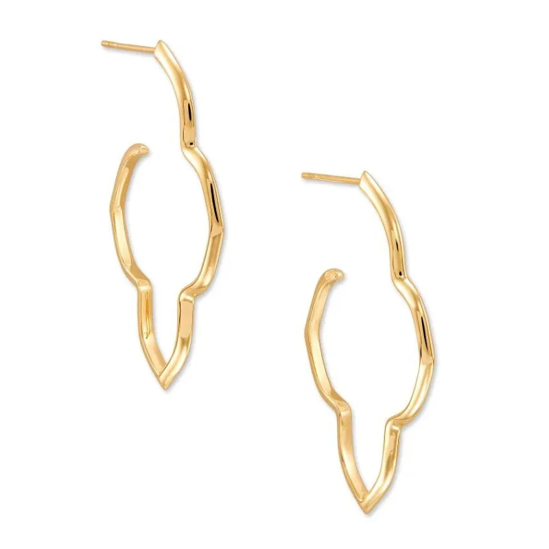 Small Hoop Earrings for Women-Kendra Scott | Darla Hoop Earrings in 18k Yellow Gold Vermeil