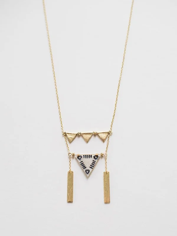 Gemstone Necklace for Weddings-Oblique Triangle Necklace - Gold