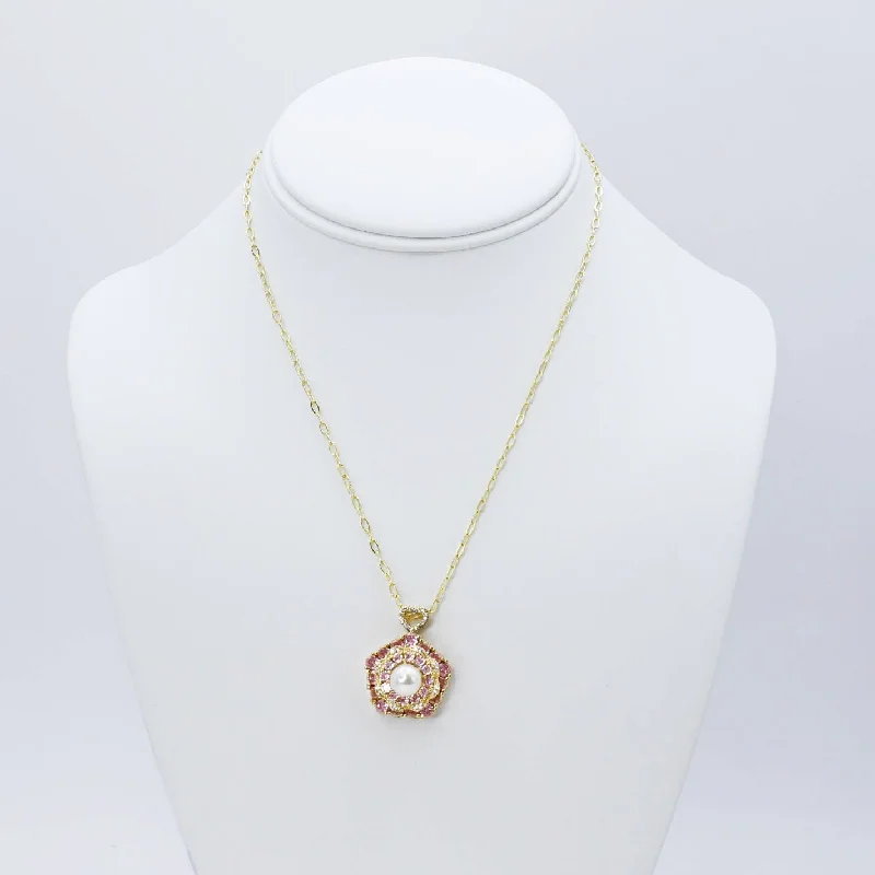 Trendy Pearl Necklace-Rosy Radiance Necklace J17