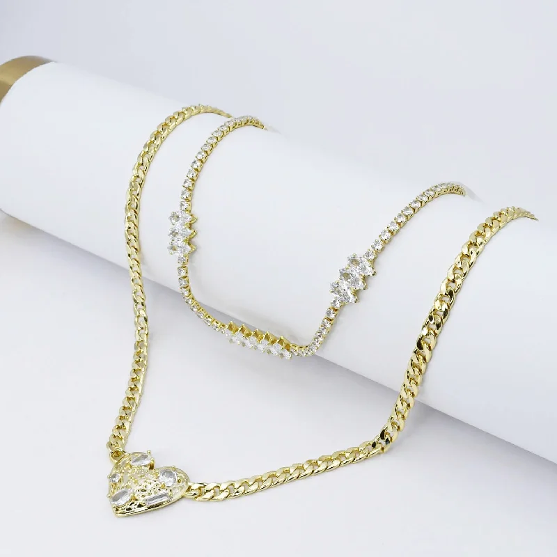 Classic Necklace with Diamonds-Shimmering Love Necklace J30