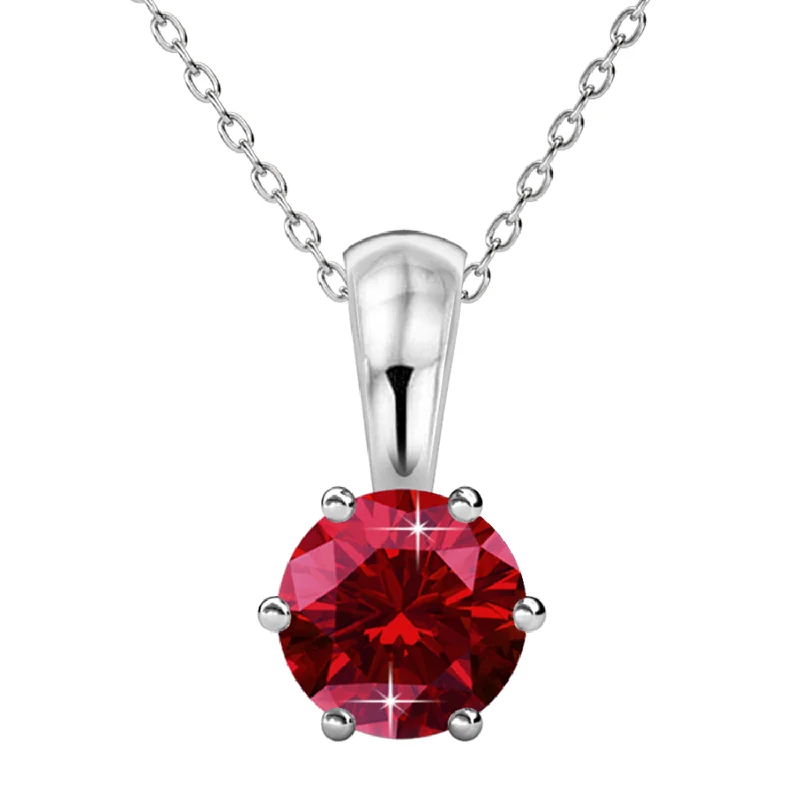 Stunning Gemstone Necklace-January Birthstone Garnet Necklace 18k White Gold Plated Solitaire Necklace with 1CT Swarovski Crystal