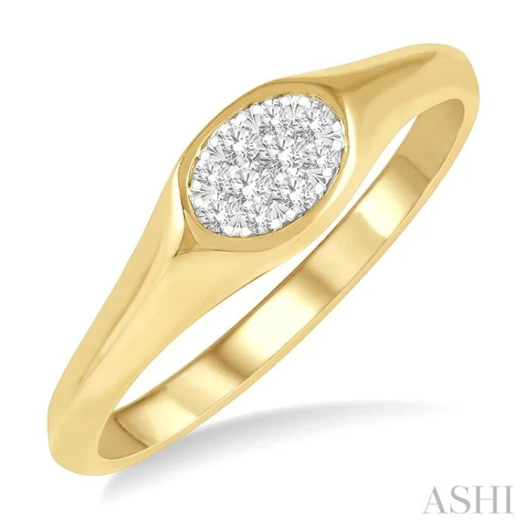 Platinum Diamond Ring-1/8 ctw Oval Shape Lovebright Diamond Ring in 14K Yellow and White Gold