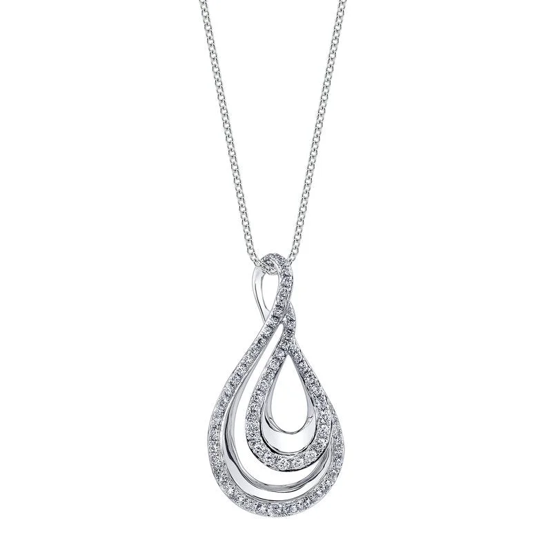 Simple Gold Necklace-14K White Gold 0.47ct. Swirling Diamond Fashion Necklace